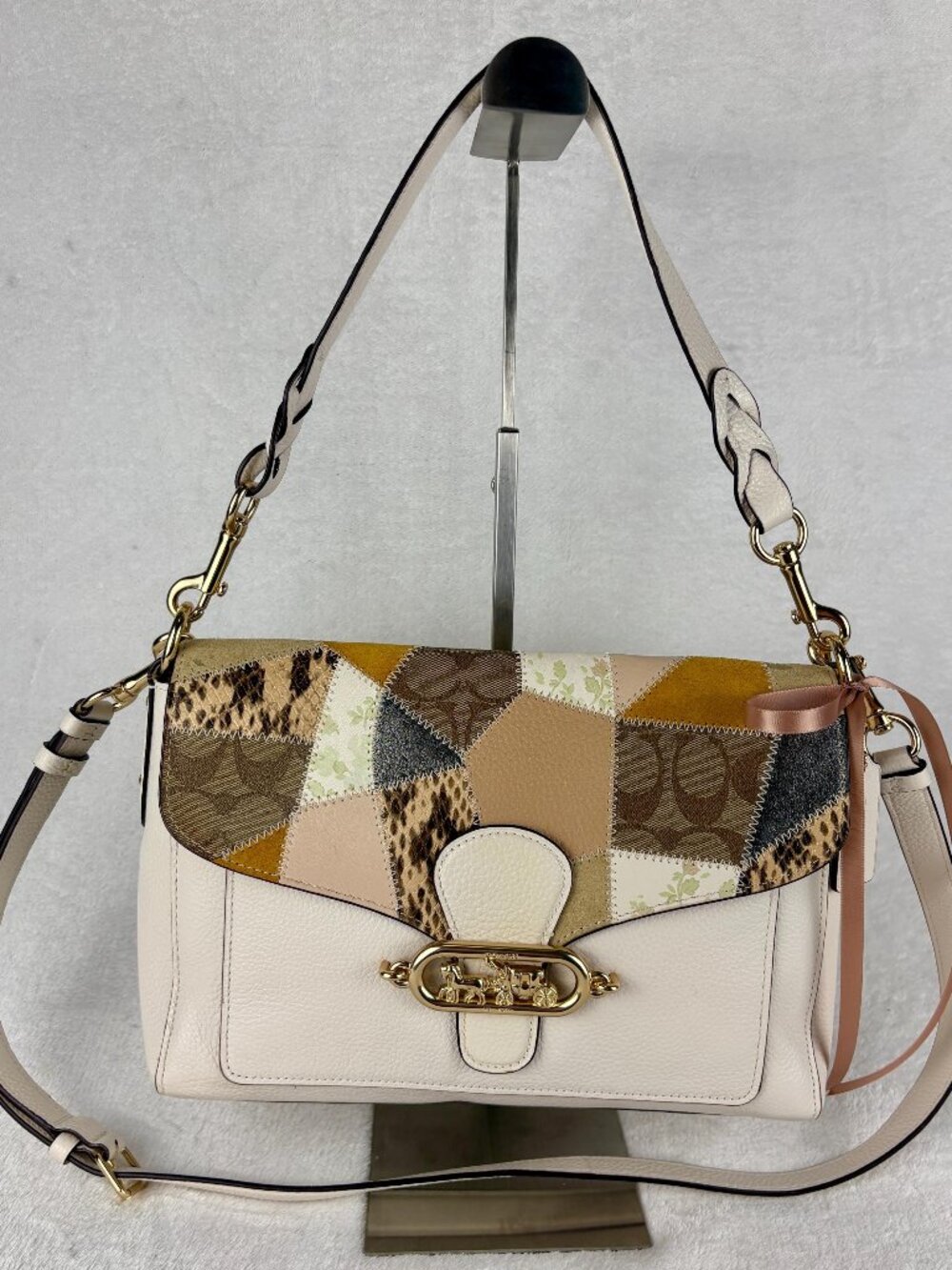 Coach Jade Messenger Bag with Patchwork in Chalk
